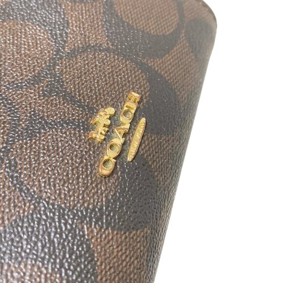 COACH Signature F23553 Dark Brown Black PVC Leather - Bifold Wallet - Picture 7 of 9